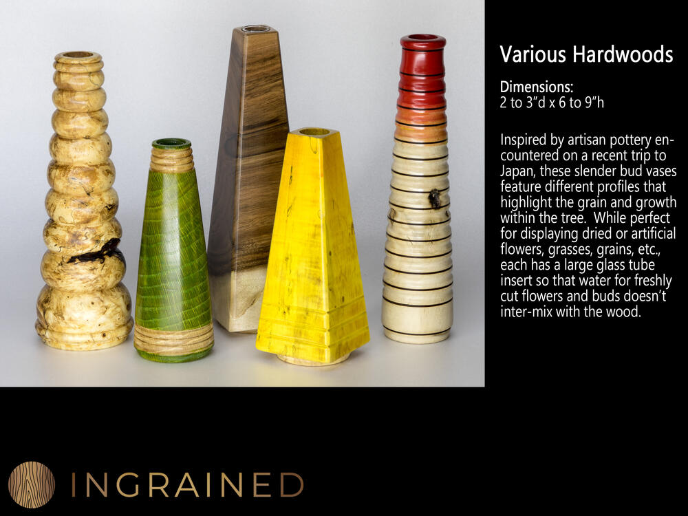 Wood bud vases wood turned