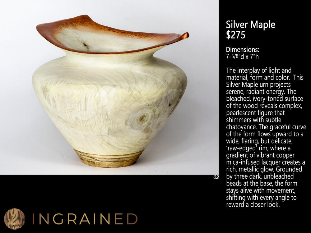 Maple urn copper accents wood turned vessel fine art woodturning