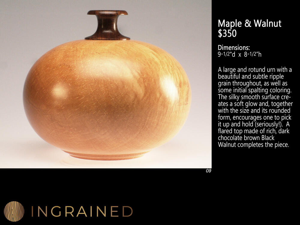Maple and Walnut wood turned urn fine art woodturning
